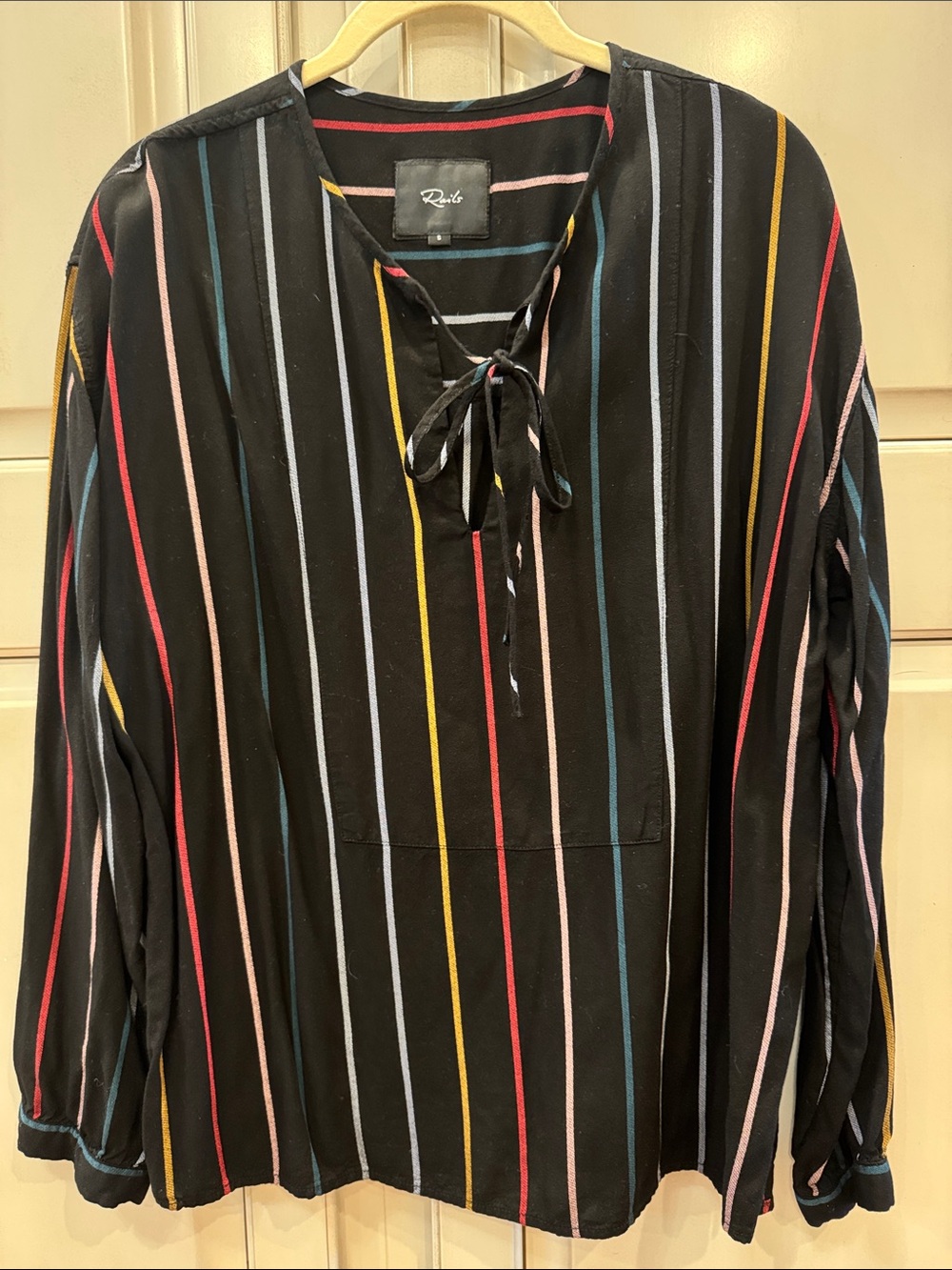 Rails Black Button-Down Shirt with Multicolor Stripes, gorgeous for fall!